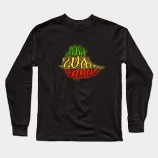 Ethiopia map Amharic language alphabets word cloud art Long Sleeve T-Shirt